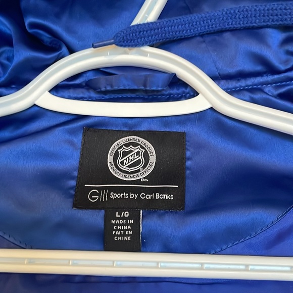 Toronto Maple Leafs sz L Large Quilted Navy Coat w Hood GIII by Carl Banks - Picture 8 of 10